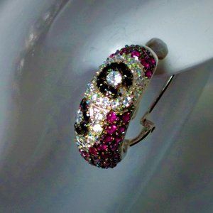 Pave pink, blue, white CZ Earrings modelled after the Le Vian® Collection*